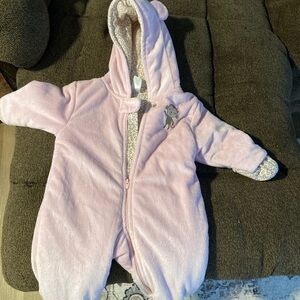 Carter's Pink Hooded Baby Outfit with Animal Print Lining